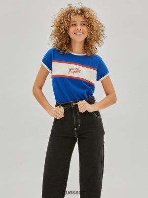 GUESS Czarna Torebka - GUESS Originals Ringer Baby Tee surfování modré unisex 2BRD1275 oblečení