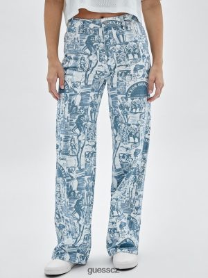 GUESS Czarna Torebka - GUESS Originals Vintage Print Širokovodní džíny Čistá bílá multi unisex 2BRD174 oblečení