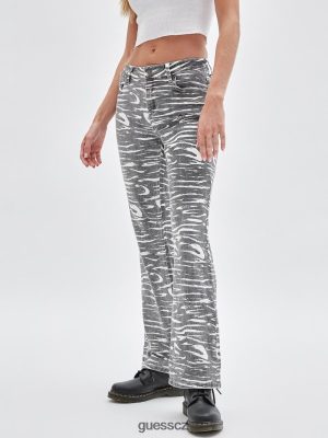 GUESS Czarna Torebka - GUESS Originals Zebra Printed Bootcut Pants Jet Black Multi unisex 2BRD177 oblečení