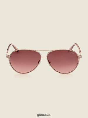 GUESS Czarna Torebka - GUESS Sluneční brýle Aviator Animal Print růžové zlato ženy 2BRD3687 příslušenství