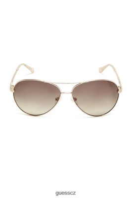 GUESS Czarna Torebka - GUESS Sluneční brýle Catherine Rounsinestone Aviator růžové zlato ženy 2BRD3711 příslušenství