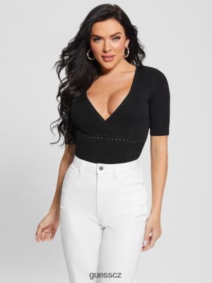 GUESS Czarna Torebka - GUESS Soft Bandage V-Neck Top černý ženy 2BRD1008 oblečení