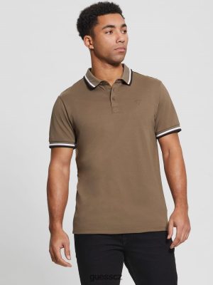 GUESS Czarna Torebka - GUESS Sports Pique Polo Carob čokoláda muži 2BRD4056 oblečení