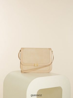 GUESS Czarna Torebka - GUESS Thea Střední chlopní kůže křížení Béžový přetečení ženy 2BRD2898 tašky