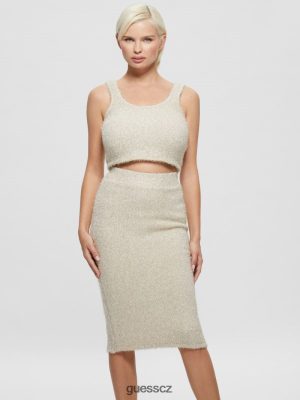 GUESS Czarna Torebka - GUESS Tinsley Fuzzy Sveater Tank krémová bílá multi ženy 2BRD1509 oblečení