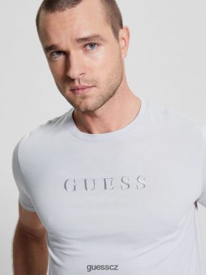 GUESS Czarna Torebka - GUESS Vyšívané logo Tee šedá perla muži 2BRD4098 oblečení