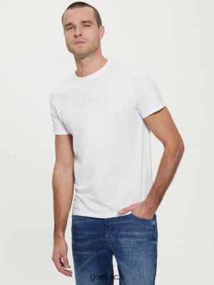 GUESS Czarna Torebka - GUESS Vyšívané logo Tee čistá bílá muži 2BRD4068 oblečení