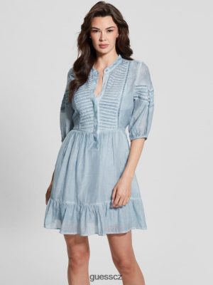 GUESS Czarna Torebka - GUESS Šaty Mia Silk-Blend Coronado Blue Multi ženy 2BRD363 oblečení