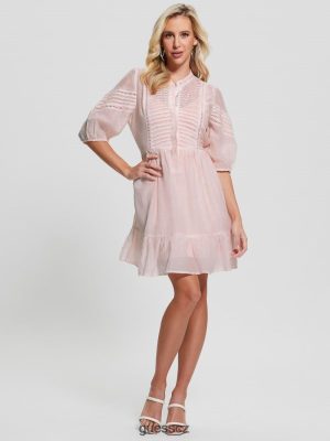 GUESS Czarna Torebka - GUESS Šaty Mia Silk-Blend Klidný růžový multi ženy 2BRD501 oblečení