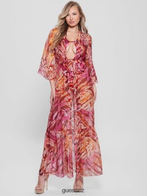 GUESS Czarna Torebka - GUESS dlouhý hedvábný směs kimono Barevné zvířecí ženy 2BRD2571 oblečení