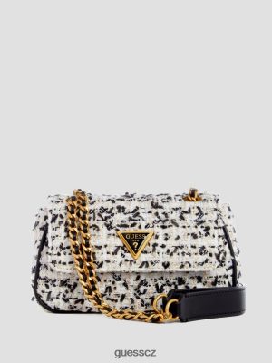 GUESS Czarna Torebka - GUESS giully tweed mini kabriolet crossbody krémová multi ženy 2BRD2856 tašky