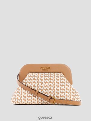 GUESS Czarna Torebka - GUESS spojka z tkaného rámu Abey Gris/Cloud Grey Wash ženy 2BRD3318 tašky