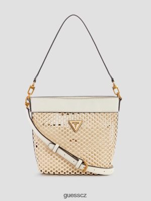 GUESS Czarna Torebka - GUESS vikky slámový kbelík taška slonová kost ženy 2BRD2886 tašky