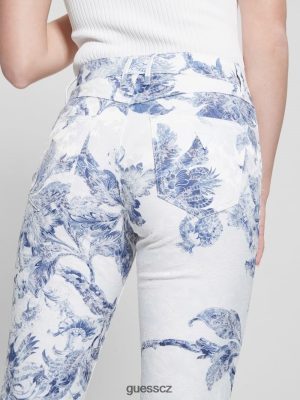 GUESS Czech Republic - GUESS 1981 Květinové středopočtové rovné tkané kalhoty Porcelánová květina ženy 2BRD64 oblečení