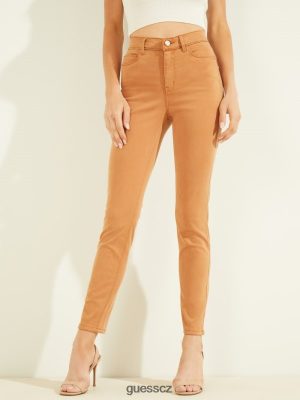 GUESS Czech Republic - GUESS 1981 saténové hubené džíny spálený zázvor ženy 2BRD280 oblečení