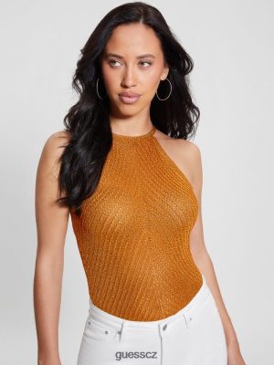 GUESS Czech Republic - GUESS Alexie Lurex Halter Top Autumn Bloom Multi ženy 2BRD946 oblečení