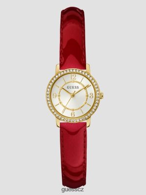 GUESS Czech Republic - GUESS Analogové hodinky křišťálové a červené kůže zlato ženy 2BRD3634 příslušenství