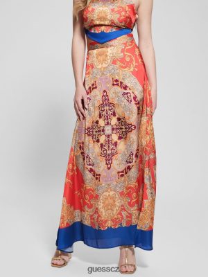 GUESS Czech Republic - GUESS Athena satén maxi sukně Barokní růžová ženy 2BRD2017 oblečení