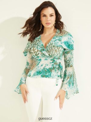 GUESS Czech Republic - GUESS Blůza Willow Podvodní láska šedozelená ženy 2BRD1525 oblečení