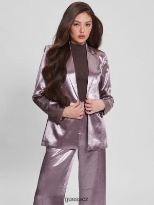 GUESS Czech Republic - GUESS Breta Satin Blazer Rosy Violet ženy 2BRD1801 oblečení