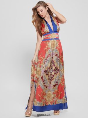 GUESS Czech Republic - GUESS CAPUCINE MAXI Šaty Barokní růžová ženy 2BRD337 oblečení