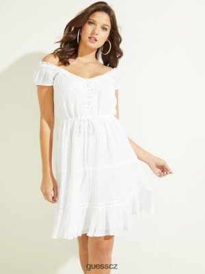 GUESS Czech Republic - GUESS Ciel háčkovací šaty čistá bílá ženy 2BRD913 oblečení