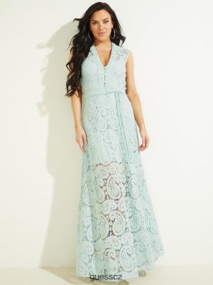 GUESS Czech Republic - GUESS Creta šaty aloe dlaň ženy 2BRD700 oblečení