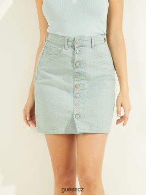 GUESS Czech Republic - GUESS Cube Midi sukně Barevná kostka aqua ženy 2BRD223 oblečení