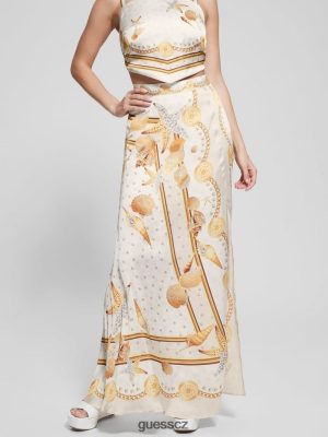 GUESS Czech Republic - GUESS Dora satén maxi sukně Více shell tisk ženy 2BRD2005 oblečení
