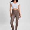 GUESS Czech Republic - GUESS ECO G-Cube Active Leggings Stripe G-Cube malá hnědá ženy 2BRD2086 oblečení