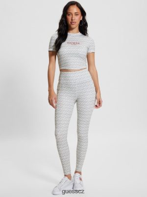 GUESS Czech Republic - GUESS ECO G-Cube Active Leggings Stripe G-krychle malá šedá ženy 2BRD2062 oblečení