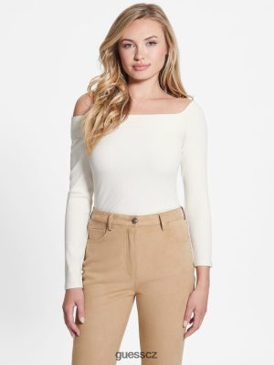 GUESS Czech Republic - GUESS Eco Amelia Off-the-Shalder Top krémová bílá ženy 2BRD1630 oblečení