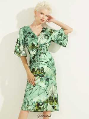 GUESS Czech Republic - GUESS Eco Ariel šaty Tisk listů banánů ženy 2BRD841 oblečení
