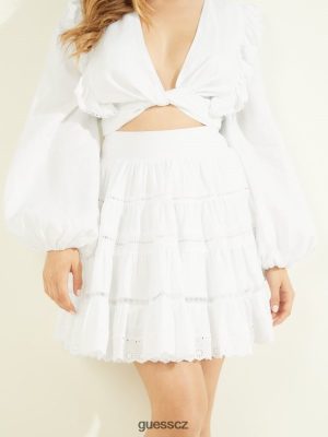 GUESS Czech Republic - GUESS Eco Christabel Sukně čistá bílá ženy 2BRD2263 oblečení