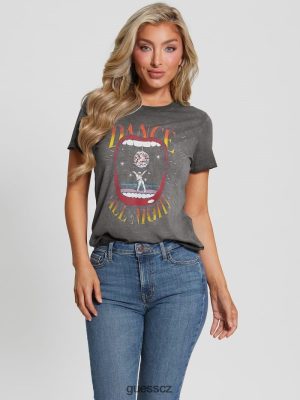 GUESS Czech Republic - GUESS Eco Dance All Night Tee Jet Black Multi ženy 2BRD985 oblečení