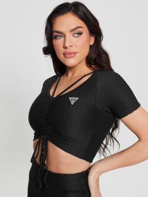 GUESS Czech Republic - GUESS Eco Delma Active Crop Top černý ženy 2BRD1285 oblečení