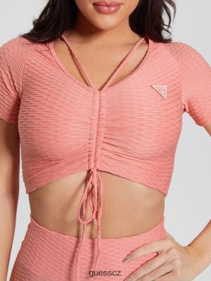 GUESS Czech Republic - GUESS Eco Delma Active Crop Top haute růžová ženy 2BRD1123 oblečení
