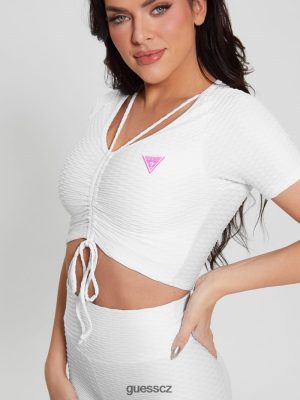 GUESS Czech Republic - GUESS Eco Delma Active Crop Top čistá bílá ženy 2BRD1390 oblečení
