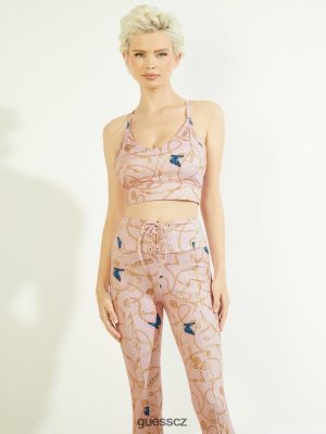 GUESS Czech Republic - GUESS Eco Dollie Sports Bra Řetězec a kouzla růžová kombo ženy 2BRD2500 oblečení