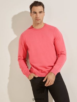 GUESS Czech Republic - GUESS Eco Liam Crew svetr Drift Pink muži 2BRD4174 oblečení