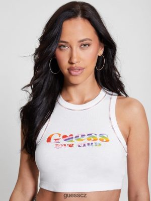GUESS Czech Republic - GUESS Eco Love Tank Top čistá bílá ženy 2BRD1054 oblečení