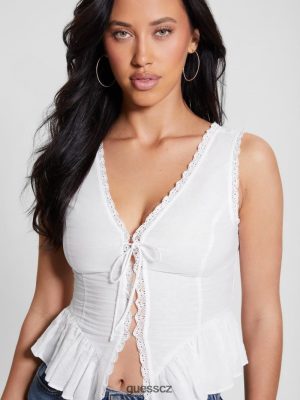 GUESS Czech Republic - GUESS Eco Mackenzie Top čistá bílá ženy 2BRD976 oblečení