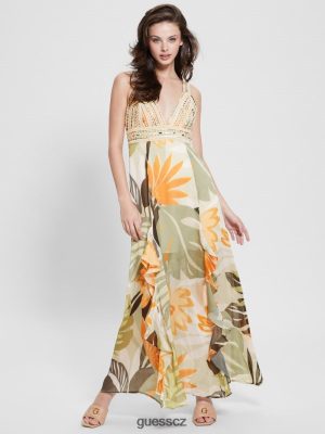 GUESS Czech Republic - GUESS Eco Serena šaty listoví formulář tisk ženy 2BRD415 oblečení