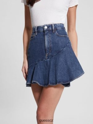 GUESS Czech Republic - GUESS Ekologická džínovou sukni zakalené mytí ženy 2BRD139 oblečení