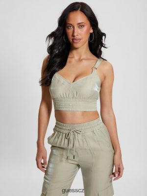 GUESS Czech Republic - GUESS Ekoma saténová plodina top Dusty Fern Multi ženy 2BRD928 oblečení