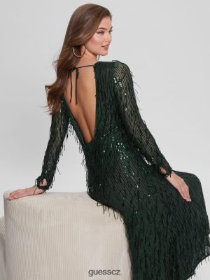 GUESS Czech Republic - GUESS Elodie Flinge Fringe šaty Moss Mat Multi ženy 2BRD688 oblečení