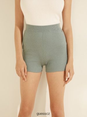 GUESS Czech Republic - GUESS Emili žebrované šortky Dusty Teal ženy 2BRD2233 oblečení