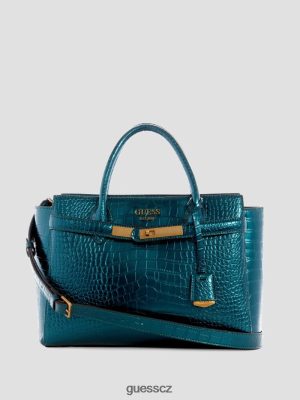 GUESS Czech Republic - GUESS Enisa Metallic Croc High Society Satchel zelený ženy 2BRD3268 tašky