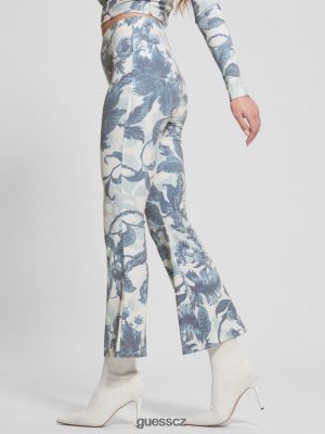 GUESS Czech Republic - GUESS Estefania květinové rozšířené kalhoty porcelánový květinový tisk bl ženy 2BRD2140 oblečení
