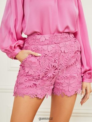 GUESS Czech Republic - GUESS Flora krajkové šortky Rocker Rouge ženy 2BRD2035 oblečení